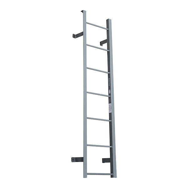 6 ft 5 in Fixed Ladder, Steel, 7 Steps, Side Step Exit, Powder Coated Finish