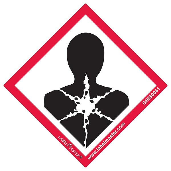 GHS Health Hazard Label, 2inx2in, Paper, 50