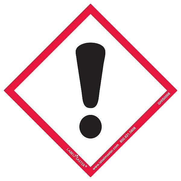 GHS Exclamation Mark Label, 4inx4in, 100