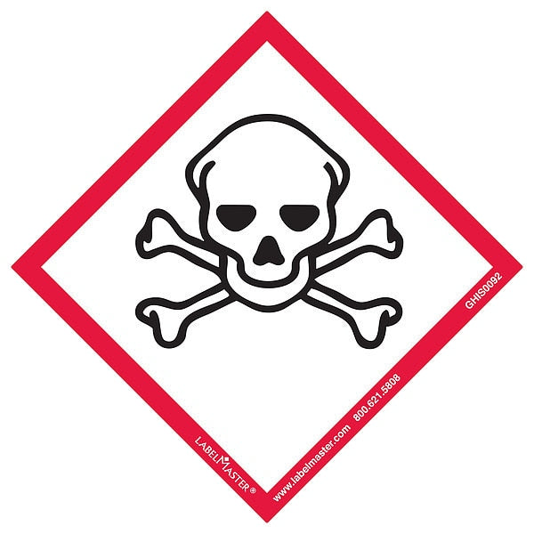 GHS Skull and Crossbones Lbl, 4inx4in, 50