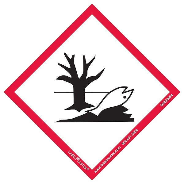 GHS Environment Lbl, 4inx4in, Polyprop, 50