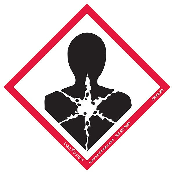 GHS Health Hazard Lbl, 4x4in, Polypro, PK50
