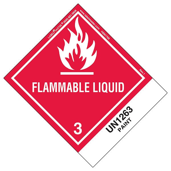 Flammable Liquid Label, 100mmx120mm, 500, HSN1700
