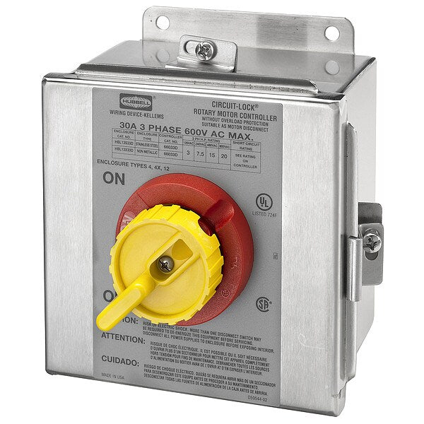Enclosed Disconnect Switch, 30 A, 600V AC, 3 pole, NEMA 4X