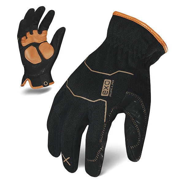 Mechanics Gloves, S, Black/Green, Reinforced, Spandex