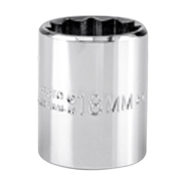 3/8 in Drive, 18mm Triple Square Metric Socket, 12 Points