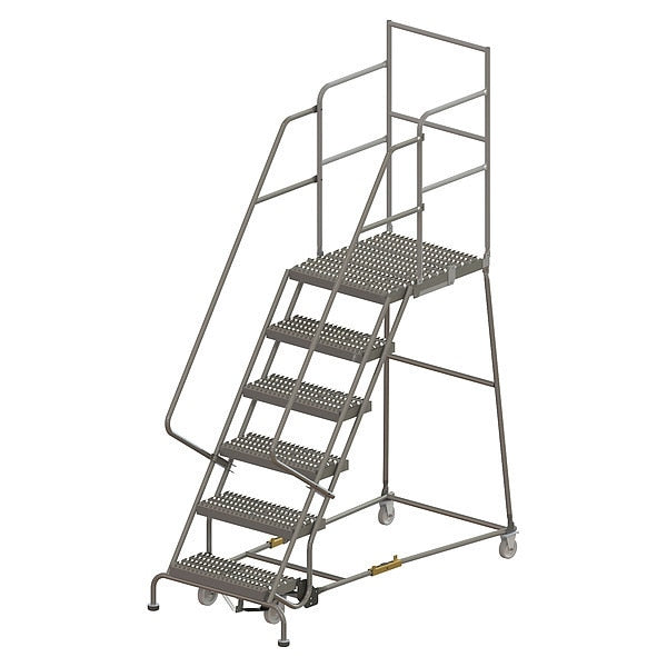 96 in H Steel Rolling Ladder, 6 Steps