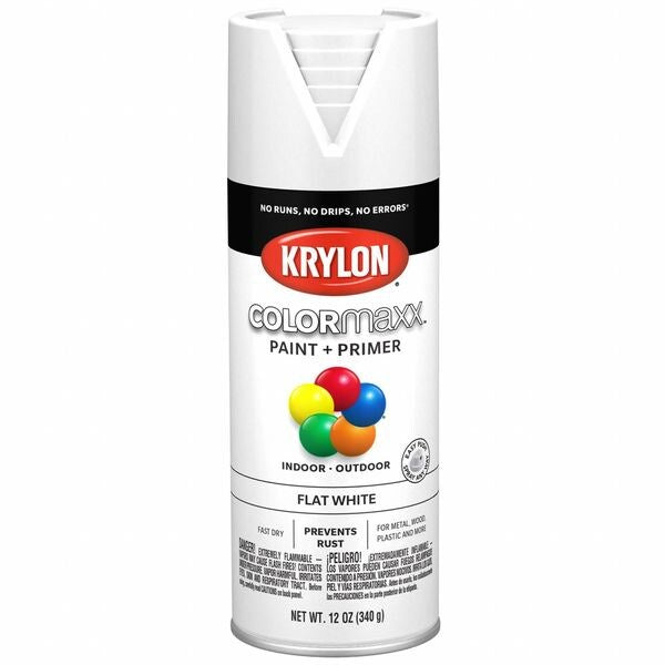Spray Paint, Flat, White, 12 oz