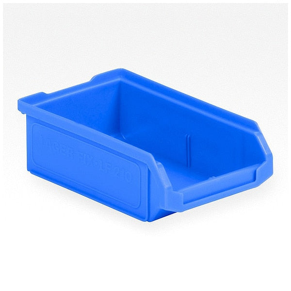 Stackable Storage Bin, Blue, Plastic, 4 in W x 2 in H, 30 lb Load Capacity