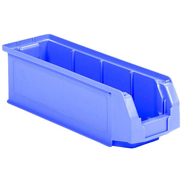 Stackable Storage Bin, Blue, Plastic, 6 1/8 in W x 5 5/8 in H, 44 lb Load Capacity