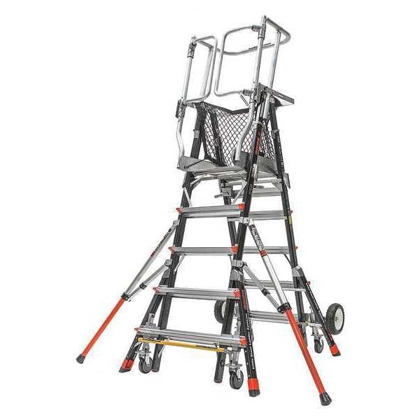 5 to 9 ft Fiberglass Adjustable Safety Cage Platform Stepladder