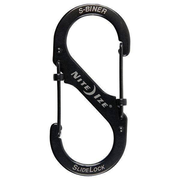 Locking Carabiner Clip, Stainless Steel, Black