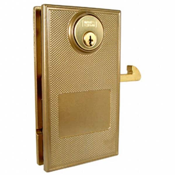 Slide Door Lock, Bolt-On, Steel, Gold