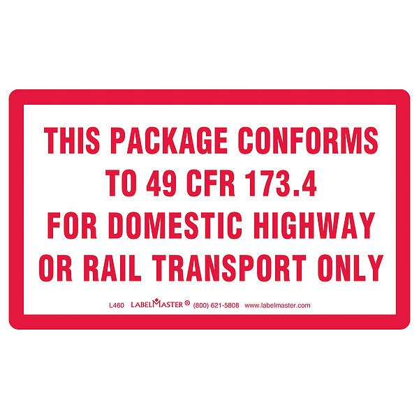 This Package Conforms 49 CFR, 3inx5in, 500