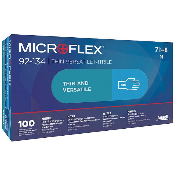 Disposable Gloves, Nitrile, Powder-Free, Blue, 2XL ( 11 ), 90 PK