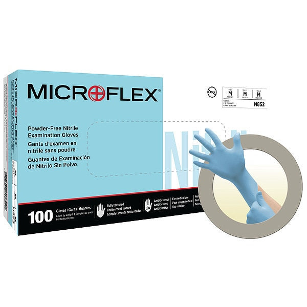 Microflex  Fully Textured Nitrile Exam Glove, Nitrile, Blue, S ( 7 ), 100 PK