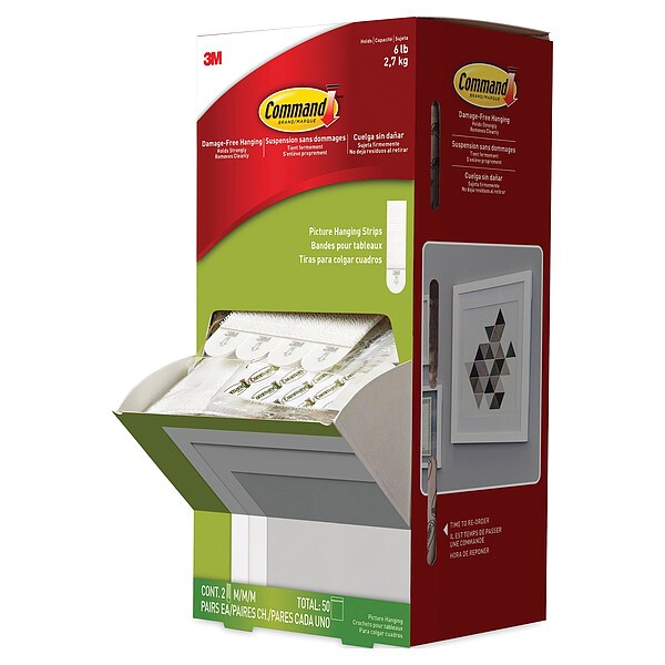Picture Hanging Strips, White, PK50
