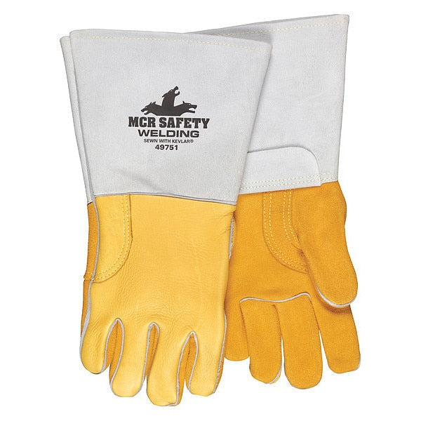 Welding Leather Glove, Gray/Gold, XL, PK12