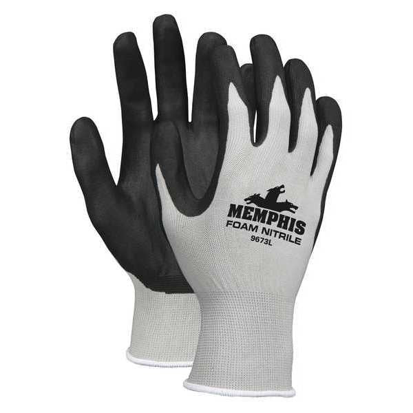 Foam Nitrile Coated Gloves, Palm Coverage, Gray, XL, PR