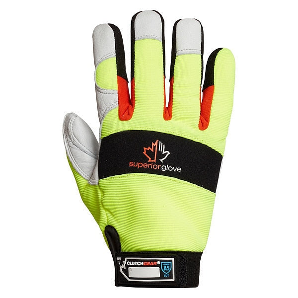 Leather Gloves, White, Glove Size S, PR