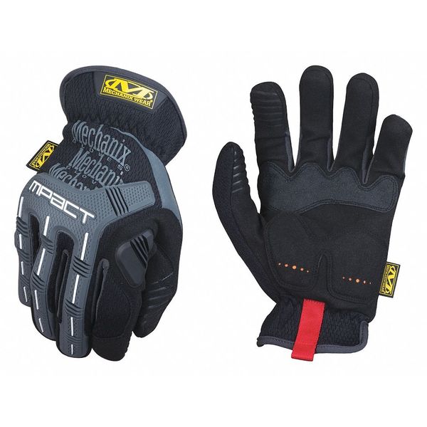 Mechanics Impact Gloves, XL, Black/Gray, Reinforced Palm, Trek Dry(R)/TPR