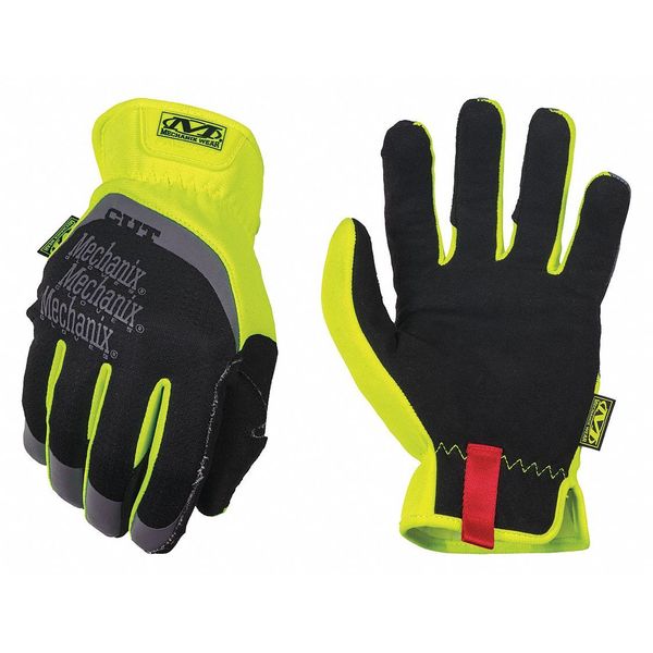 Hi-Vis Mechanics Gloves, M, Yellow, Synthetic Leather, Trekdry(R)