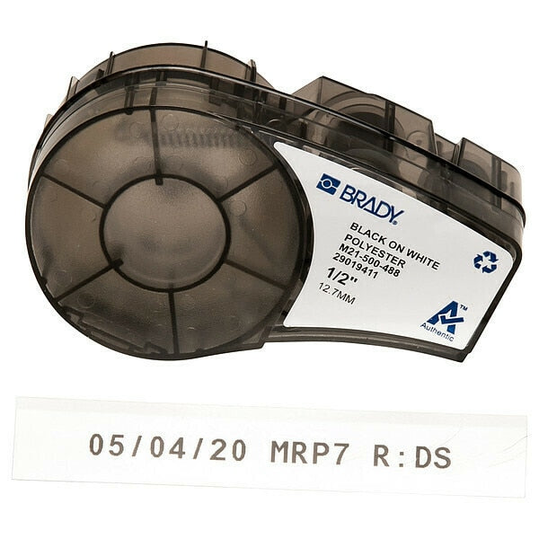 Label Cartridge, Black/White, 1/2 In. W