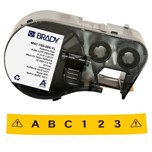 Precut Label Roll Cartridge, Yellow, Gloss