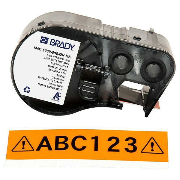 Precut Label Roll Cartridge, Black/Orange