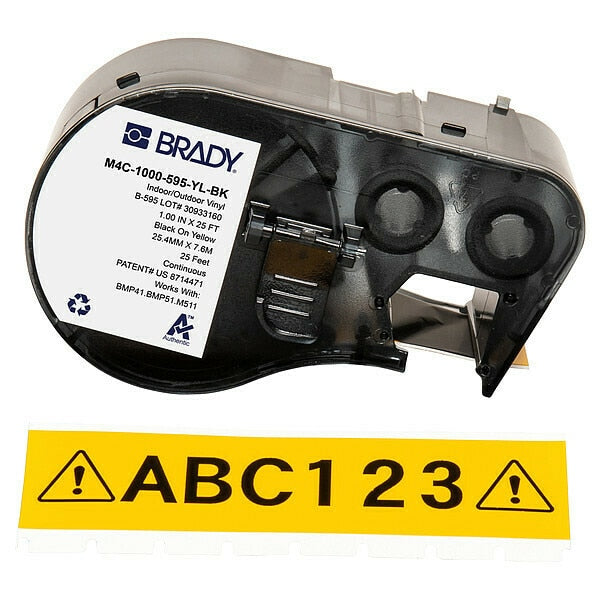 Precut Label Roll Cartridge, Black/Yellow