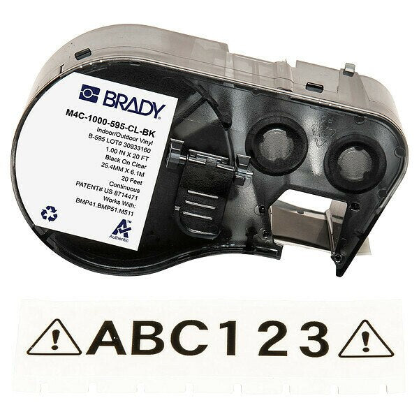 Precut Label Roll Cartridge, Black/Clear