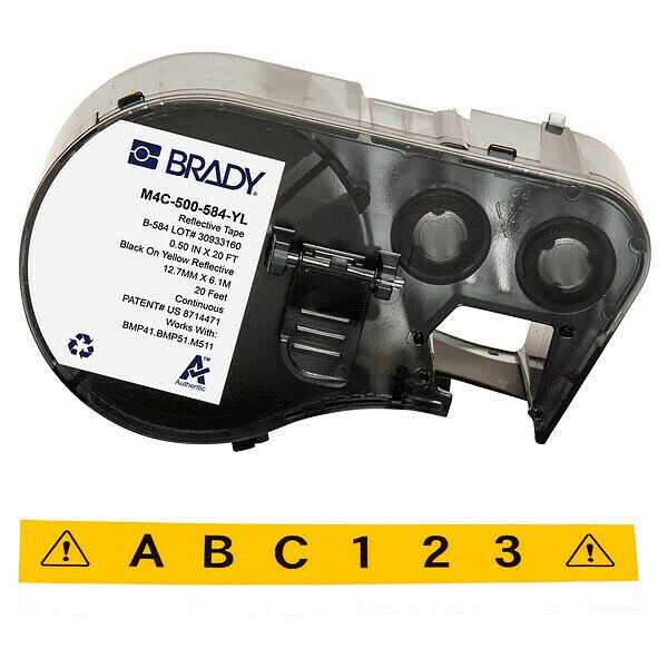 Precut Label Roll Cartridge, Yellow, Gloss