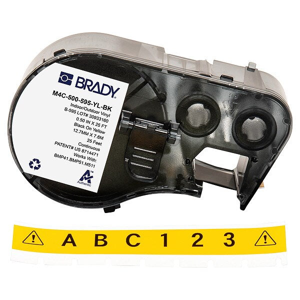 Precut Label Roll Cartridge, Yellow, Gloss