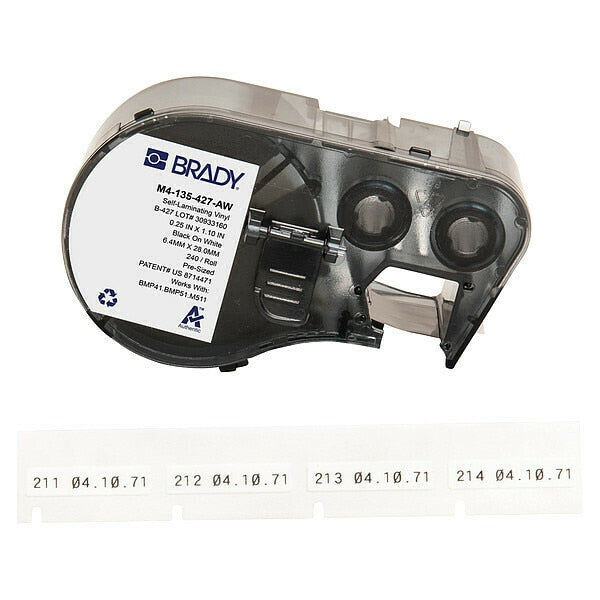 Precut Label Roll Cartridge, Vinyl, White