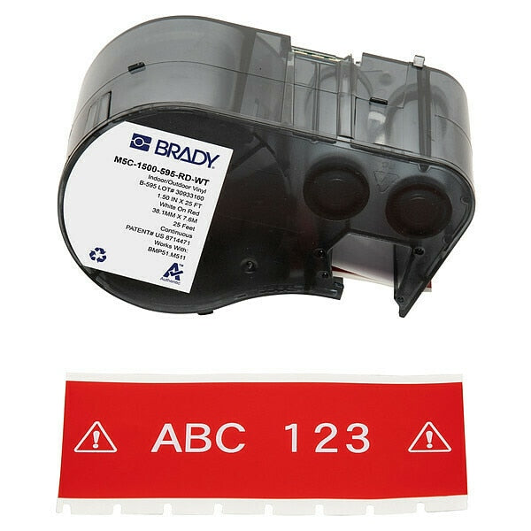 Precut Label Roll Cartridge, Red, Gloss