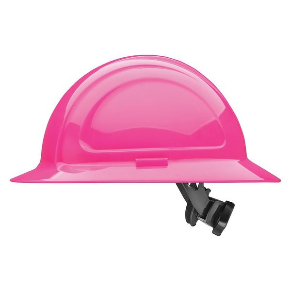 Full Brim Hard Hat, Type 1, Class E, Ratchet (4-Point), Hot Pink