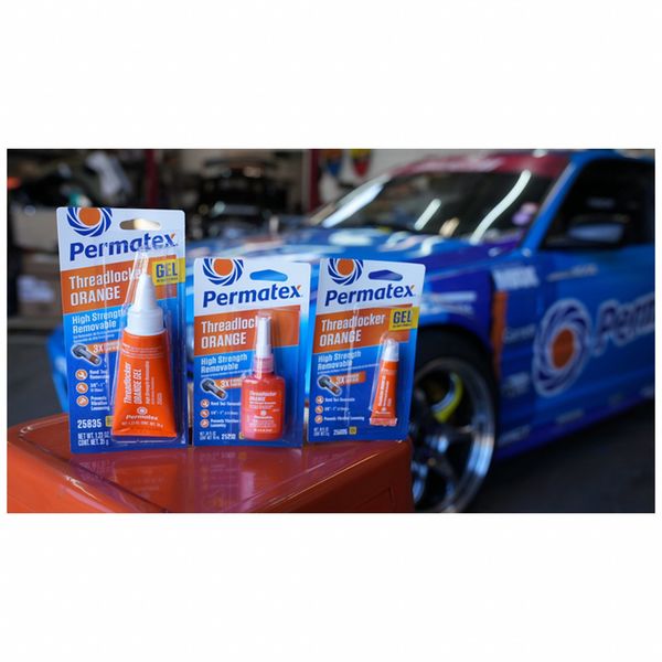 Removable Threadlocker, PERMATEX, Orange, High Strength, 10 mL