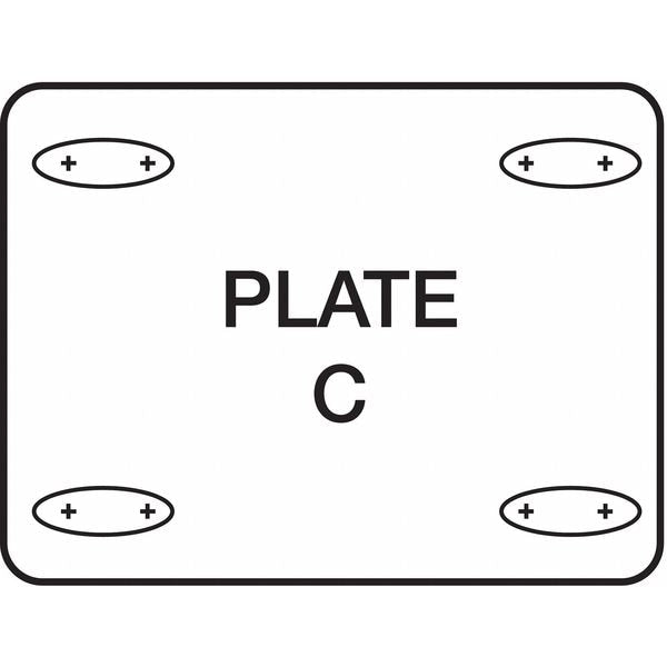 Rigid Plate Caster, Rubber, 4 in., 300 lb, C