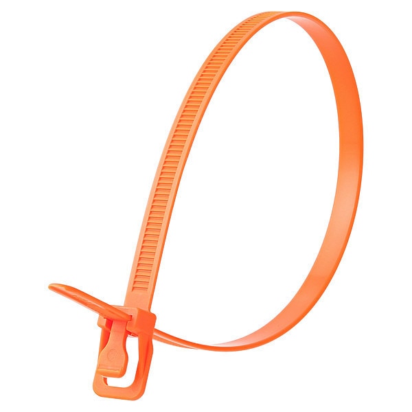 Releasable Tie, Fluor. Orange, Nylon, PK50