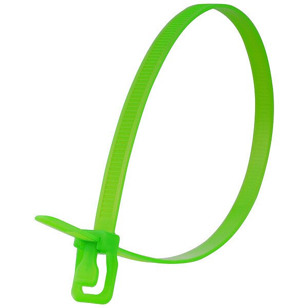 Releasable Tie, Fluor. Green, Nylon, PK50