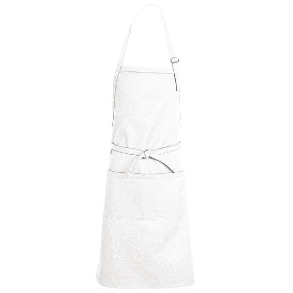White Bib Apron W/Pkt