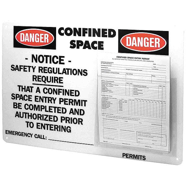 Confined Space Permit Ctr, H15 3/4In