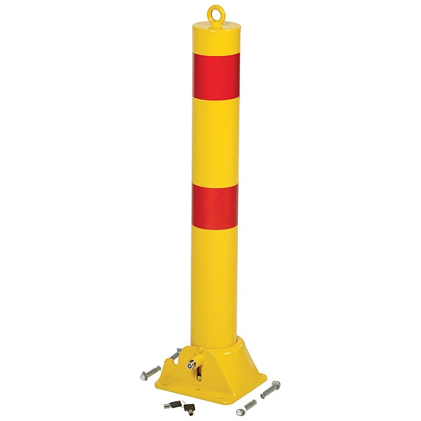 Fold-Down Bollard, Yellow, 4 1/4