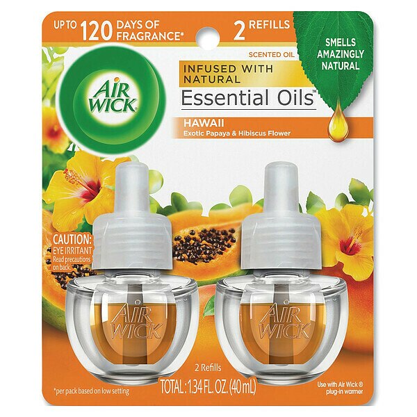 Scented Oil Twin Refill, Hawai'i Exotic Papaya/Hibiscus Flower, 0.67 oz, PK2