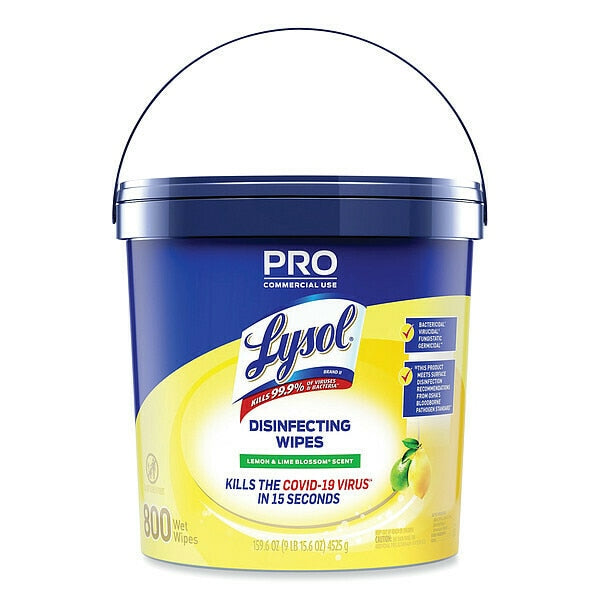 Professional Disinfecting Wipe Bucket, 1-Ply, 6 x 8, Lemon and Lime Blossom, White, 800 Wipes, PK2