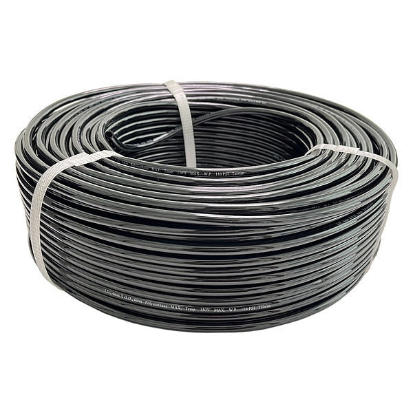 Tubing, 4mm ID x 6mm OD, 250 Ft, Black