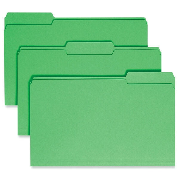 Top Tab Folders, 1/3 Tab, Legal, Green, PK100