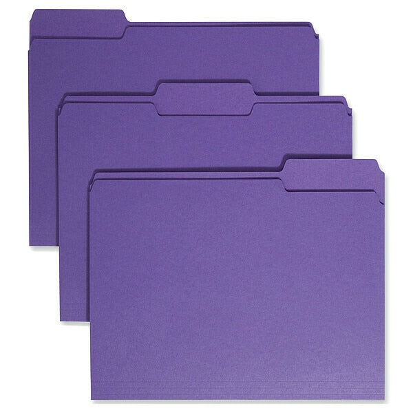 Pressboard Folder, 1/3-Cut Tab, Purple, PK100