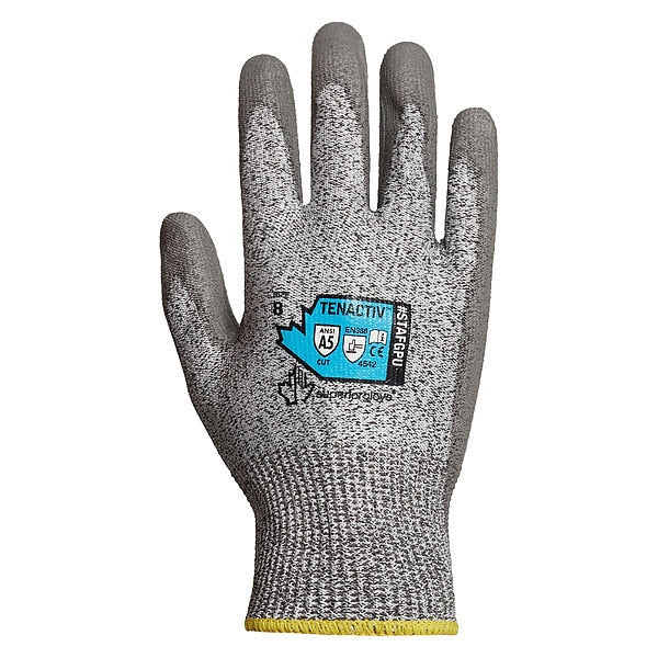 Cut Resistant Coated Gloves, A5 Cut Level, Polyurethane, 9, 1 PR