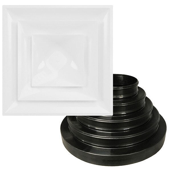 6 to 14 in Square Step-Down Ceiling Diffuser, White